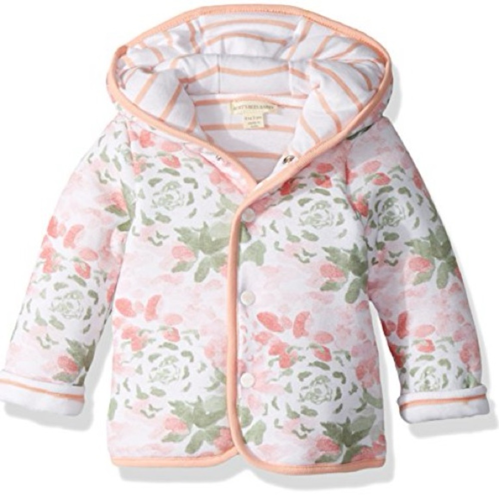 Baby Girls Burt's Bees Baby Jacket Pink Flowers 3-6 Months